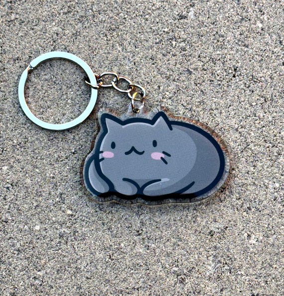 黒猫キーホルダー | かわいいアクリルキーホルダー | ペットの肖像画