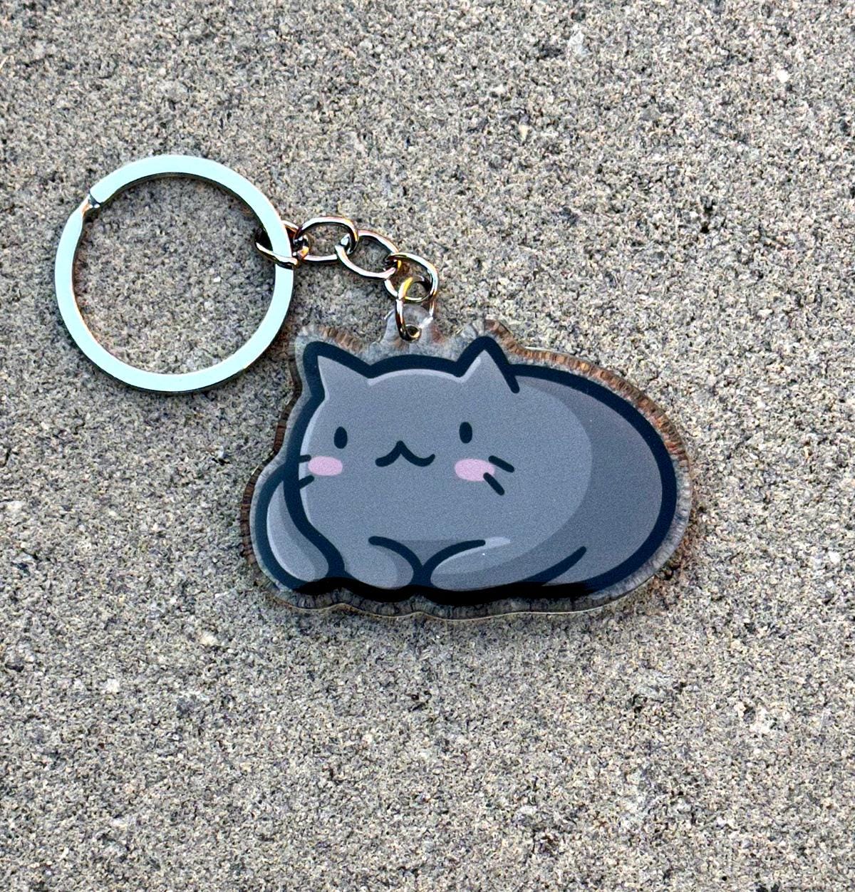 黒猫キーホルダー | かわいいアクリルキーホルダー | ペットの肖像画