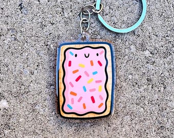 Strawberry Milkshake Toaster Pastry Keychain | strawberry Keychain | Kawaii food keychain | breakfast food keychain | american food | pink