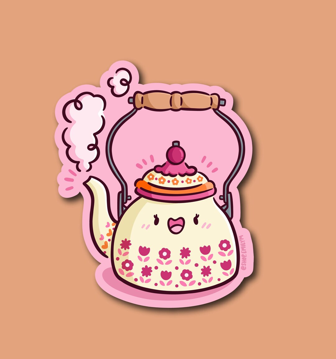 Teapot Sticker Teapot Sticker | Weatherproof Sticker | Kawaii Drink Sticker | Pot of ...