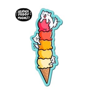 Ice Cream Dogs Magnet | Waterproof Vinyl Car Magnet | white dog sticker | cute ice cream sticker | scoops of ice cream | summertime sticker