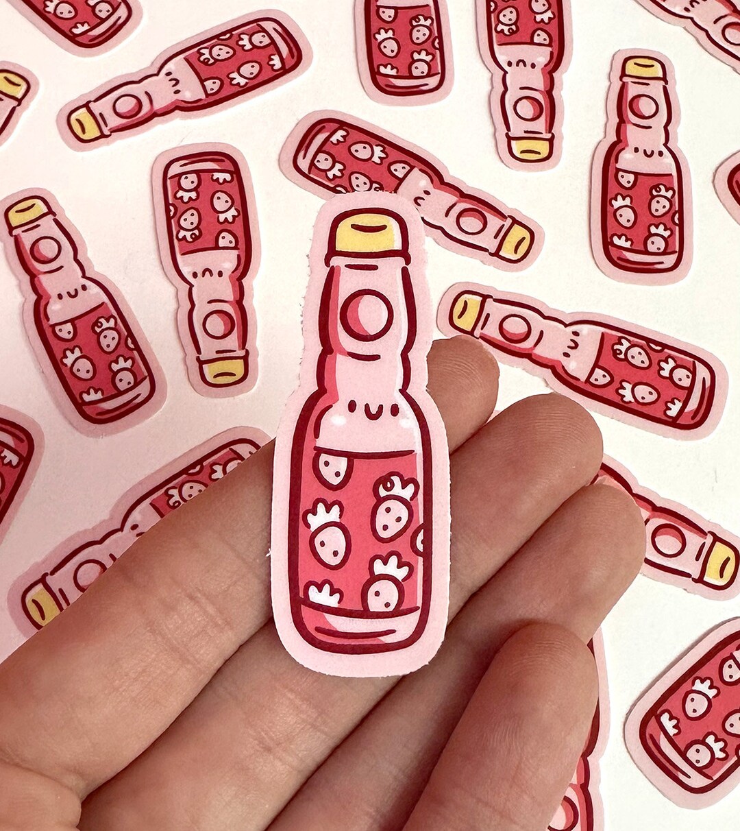Strawberry Bottled Soda Mini Sticker | Waterproof Sticker |cute Food ...