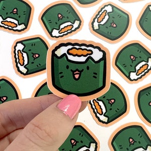 Mini Sushi Cat Vinyl Sticker Waterproof Phone Sticker maki sushi sticker sushi roll sticker cute mini sushi sticker kawaii sushi image 1