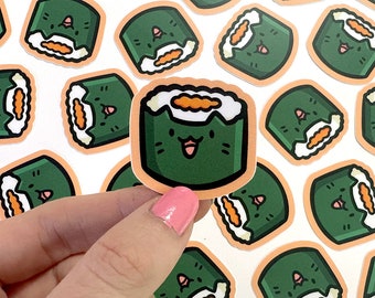 Mini Sushi Cat vinilo pegatina / pegatina de teléfono impermeable / pegatina de sushi maki / pegatina de rollo de sushi / linda mini pegatina de sushi / sushi kawaii