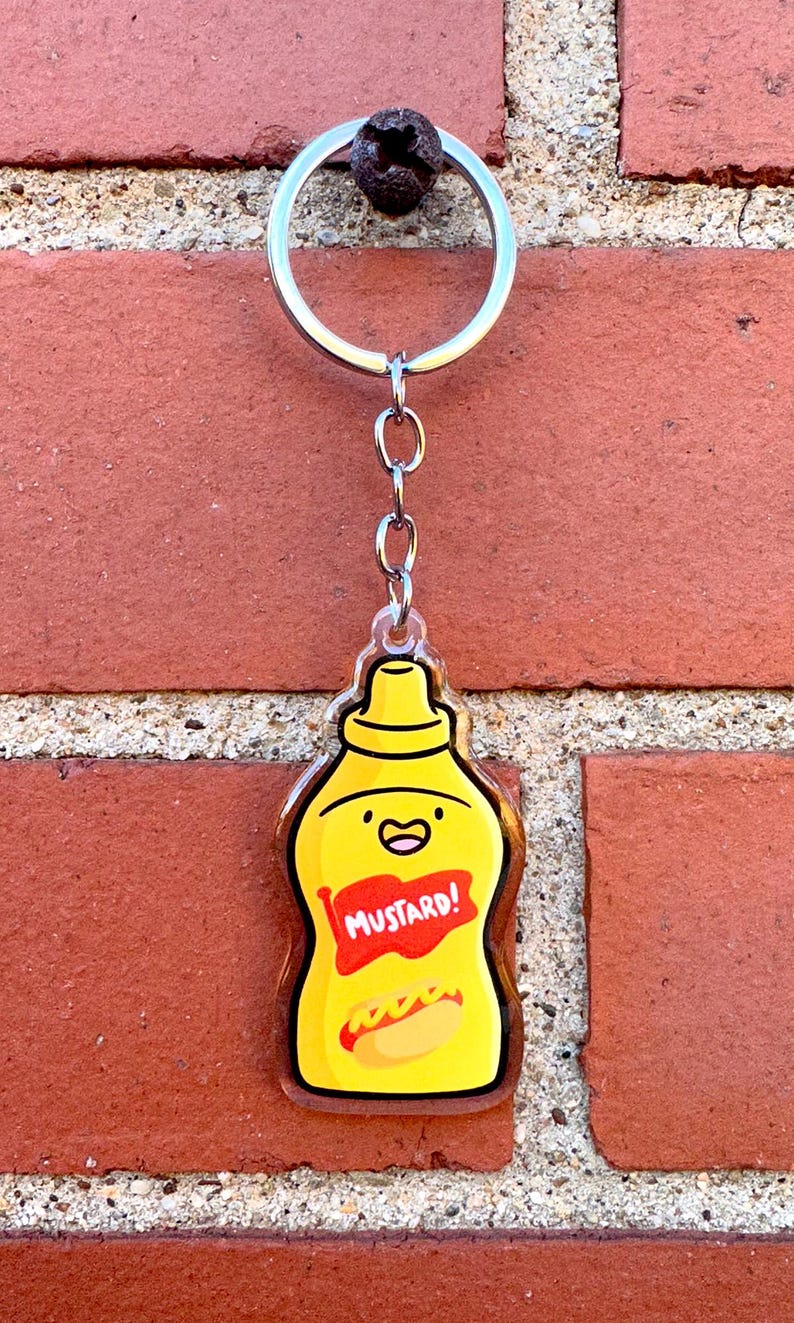 Mustard Keychain | Cute Acrylic Keychain | Bottle of Mustard Keychain ...