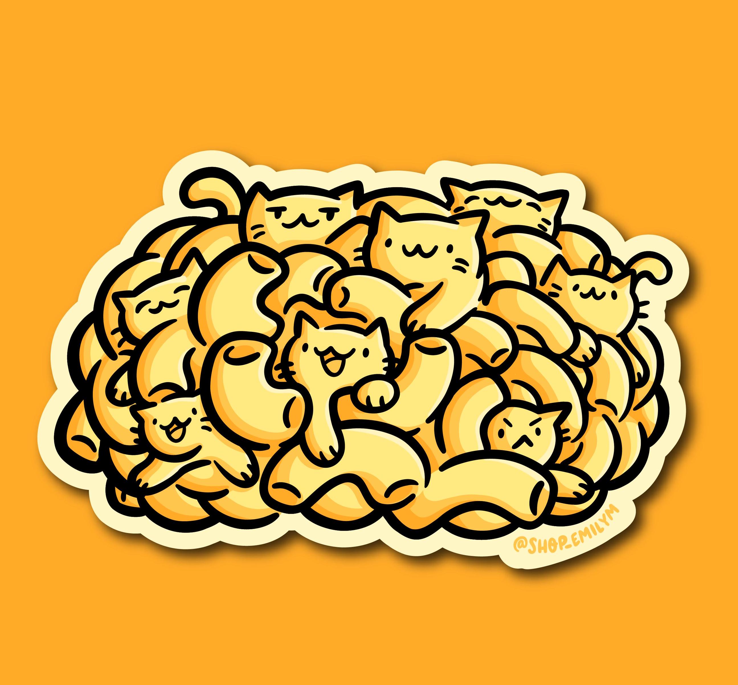 Cataroni and Cheese Sticker | Weatherproof Vinyl Sticker |kawaii Food ...