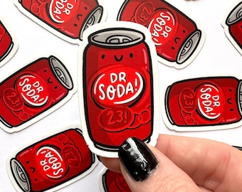 Can of Dr Soda Mini Sticker | Waterproof Sticker | Soft Drink Sticker |can of pop sticker |can of soda sticker | soda pop sticker |junk food