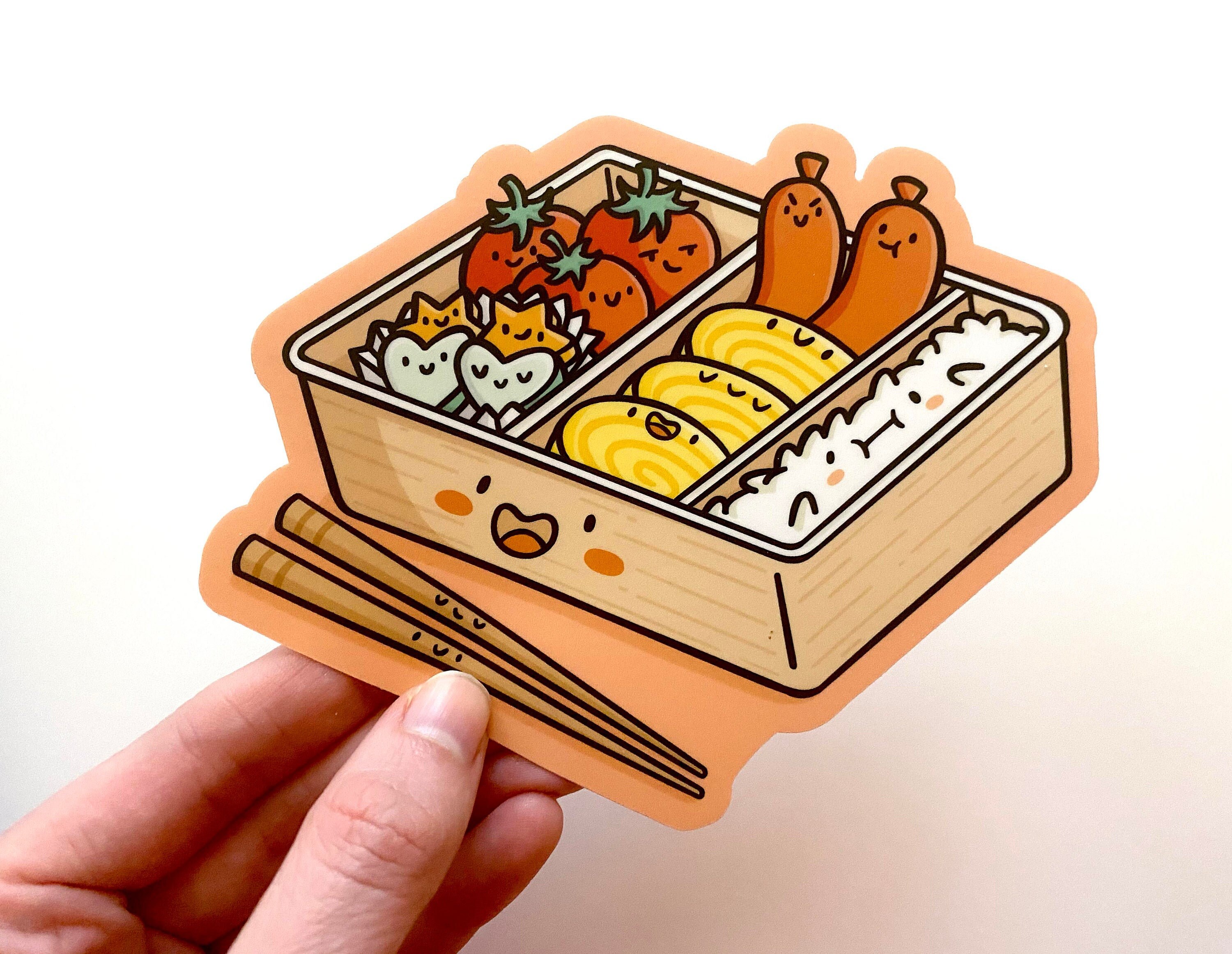 Hand drawn bento boxes. Japanese lunch box. Various traditional asian food.  Take-out or home-packed meal. Set of three colored trendy vector  illustrations. Kawaii anime design. Pre-made stickers Stock Vector | Adobe  Stock