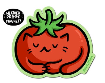 Tomato Cat Magnet | Waterproof Vinyl Car Magnet | veggie cats magnet | cute vegetable magnet | cute tomato magnet | healthy eating magnet