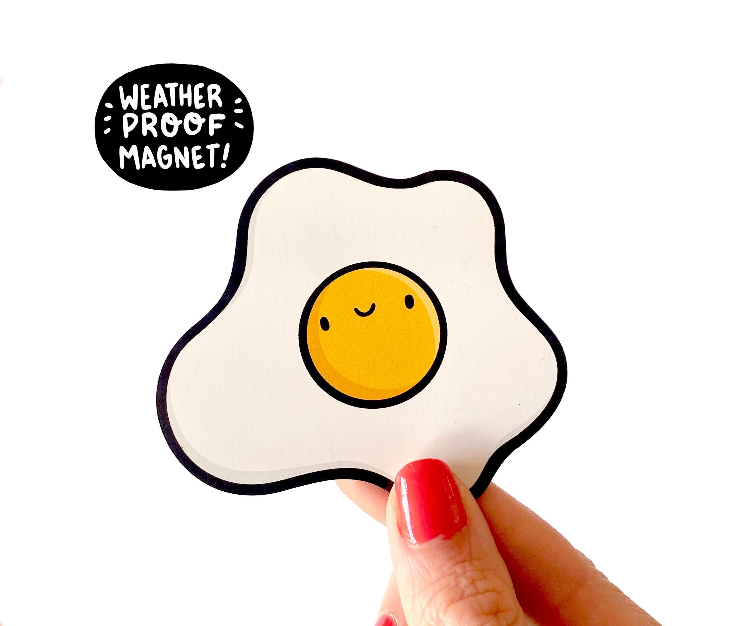 Egg Magnet | Sunnyside Up Die Cut Kawaii Avocado Art Car Fridge Locker Decoration Foodie Gift