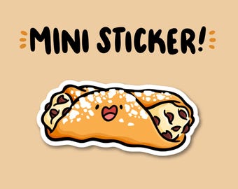 Cannoli Mini Sticker | Waterproof Sticker |Kawaii Food Sticker | Italian food sticker | chocolate chip cannoli | cute italy sticker |dessert