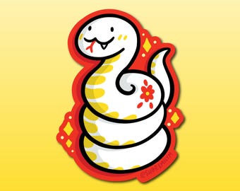 Adesivo dell'anno del serpente / Adesivo in vinile impermeabile / Adesivo dello zodiaco cinese / Adesivo del capodanno lunare / Adesivo serpente carino / Adesivo zodiaco kawaii