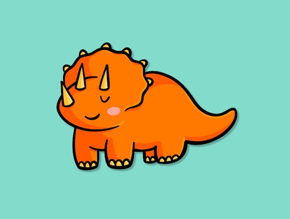 Triceratops Vinyl Sticker Cute Waterproof Dinosaur Stickers Etsy Triceratops Vinyl Sticker Cute Waterproof Dinosaur Stickers Etsy