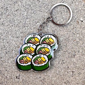 Kimbap Keychain | Cute Acrylic Keychain |kawaii keychain | cute food keychain |korean food keychain | cute kimbap gift | happy food keychain