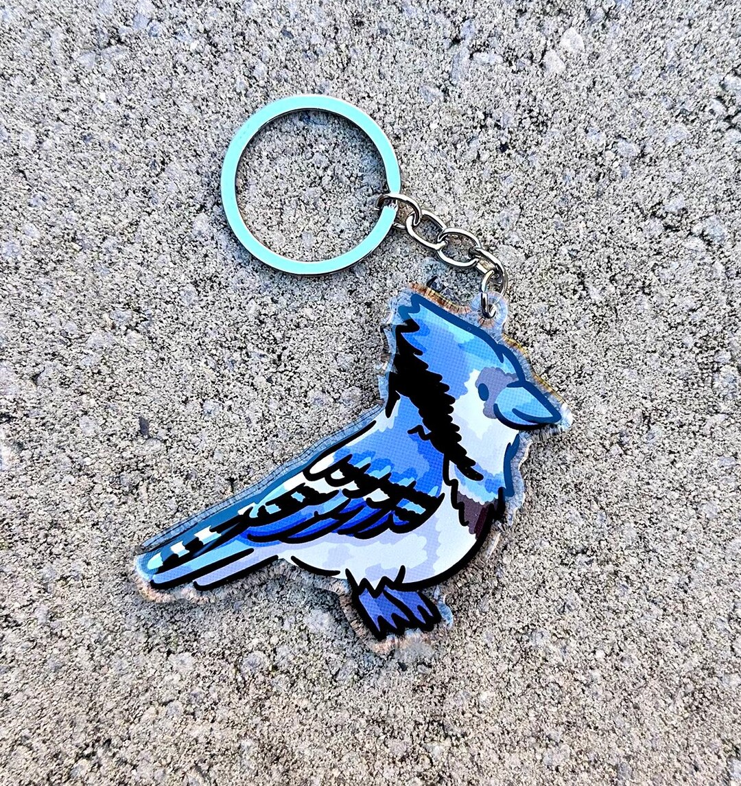 Blue Jay Keychain | Cute Acrylic Keychain | Kawaii Bird Keychain | Bird ...