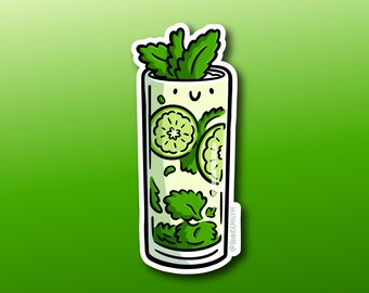 Mojito Sticker | Weatherproof Vinyl Sticker | kawaii sticker | cute cocktail sticker | alcoholic drink sticker | kawaii drink sticker | mint