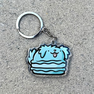 Macaron Dog Keychain | Cute Acrylic Keychain | cute cookie keychain |macaroon keychain |cute dog keychain |puppy keychain | dessert keychain