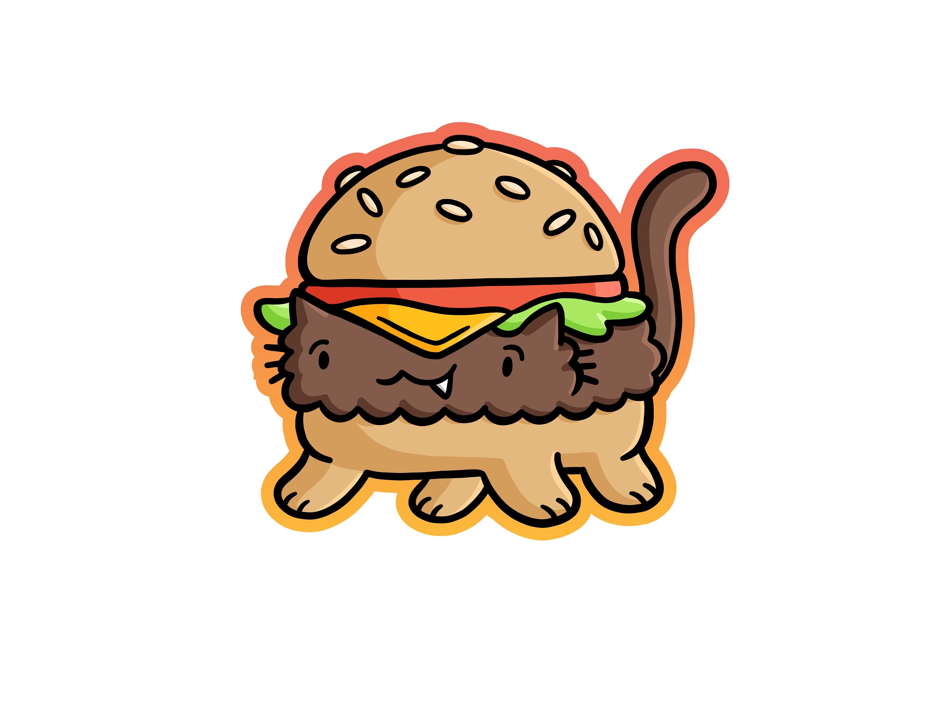Burger Cat Sticker Weatherproof Vinyl Sticker Kawaii Cat - Etsy Burger Cat Sticker Weatherproof Vinyl Sticker Kawaii Cat - Etsy