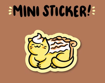 Lemon Meringue Pie Cat Mini Sticker | Waterproof Sticker |Kawaii Food Sticker | cute lemon pie sticker | slice of pie | cute dessert sticker