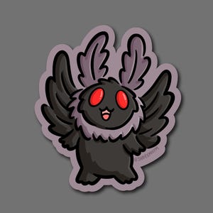 MothMan-sticker | Weerbestendige vinylsticker | schattige cryptidesticker | schattige vlindersticker | West-Virginia-sticker | kawaii cryptids-sticker