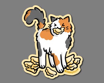 Pierogi Cat Sticker | Weatherproof Vinyl Sticker | kawaii pittsburgh sticker | yinzer sticker | pittsburgh pierogi | calico cat sticker