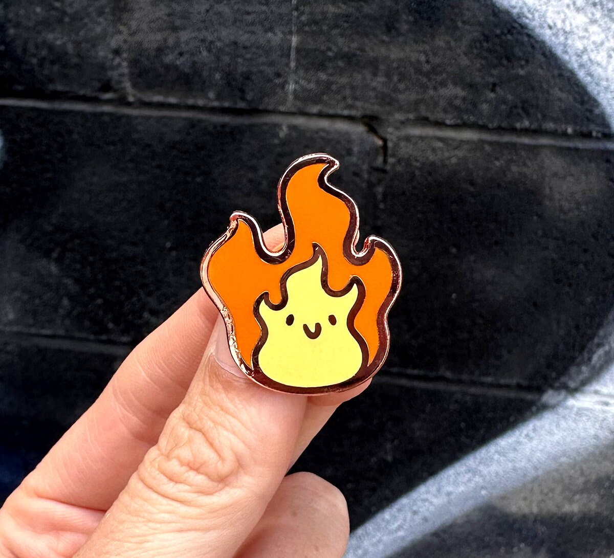 Flame Hard Enamel Pin | Kawaii Enamel Pin | Cute Elemental Pin | Fire ...