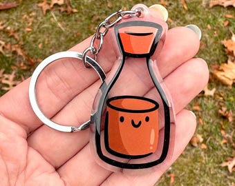 Soy Sauce Keychain | Cute Acrylic Keychain | bottle of soy sauce | cute soy sauce | sushi keychain | cute food keychain | happy soy sauce