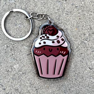 Chocolate Cupcake Keychain | Cute Acrylic Keychain | Happy food keychain | cute dessert keychain | chocolate cookie | junk food keychain