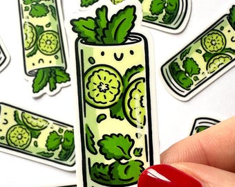 Mojito Mini Sticker | Waterproof Vinyl Mini Sticker | Kawaii drink sticker | summer cocktail sticker | cute cocktail sticker |bartender gift