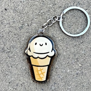 Vanilla Ice Cream Cone Keychain | Cute Acrylic Keychain | cute ice cream keychain | scoop of ice cream | cute dessert keychain | happy food