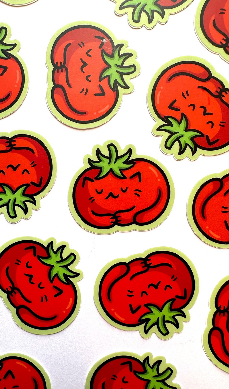 Tomato Sticker Rwards Tomato Cat Mini Sticker | Waterproof Sticker |kawaii Vinyl Sticker ...