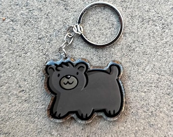 Llavero de oso negro / llavero de acrílico / llavero kawaii / llavero de oso lindo / llavero de animal del bosque / llavero lindo para acampar / osos kawaii