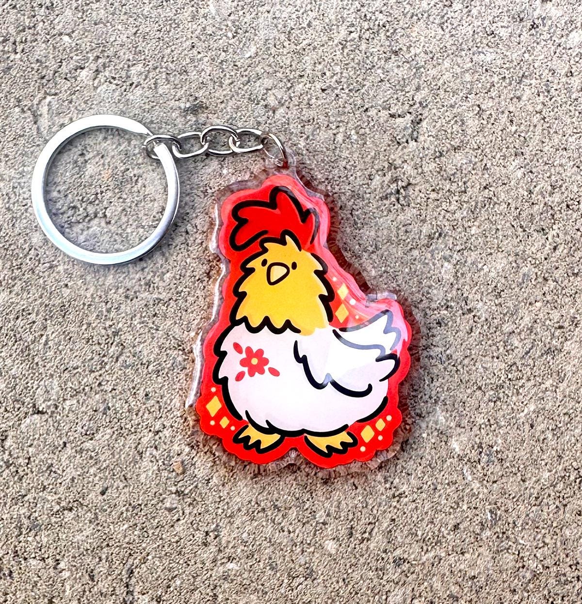 キーホルダー・キーリング Chinese New Year Rooster Keychain Bling Rooster Keychains Glitter Rhinestone Pendant Keychain