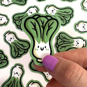 Mini Bok Choy Vinyl Sticker | Waterproof Phone Sticker | Kawaii veggies | cute vegetable sticker | happy food sticker |mini bok choy sticker