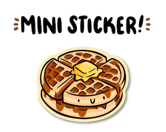 Waffles Mini Sticker | Waterproof Sticker |Kawaii Food Sticker | stack of waffles | belgian waffles sticker | waffles and butter | breakfast