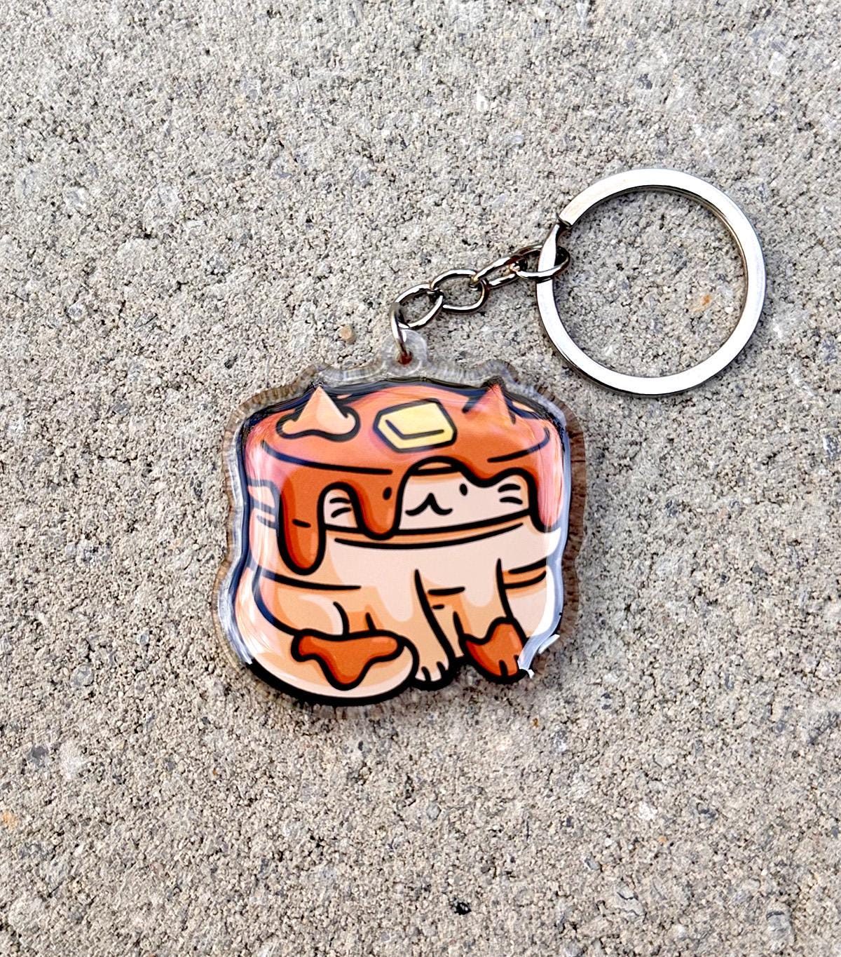 パンケーキ猫キーホルダー | かわいいアクリルキーホルダー | かわいい