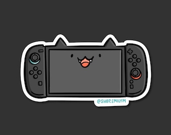 Video Game Cat 2 Sticker | Weatherproof Vinyl Sticker | kawaii gamer sticker | handheld gaming |cute video game sticker |new gaming console