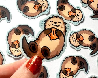 Otter Mini Sticker | Waterproof Vinyl Mini Sticker | Kawaii animal sticker | otter with shell |aquarium animal sticker |kawaii otter sticker