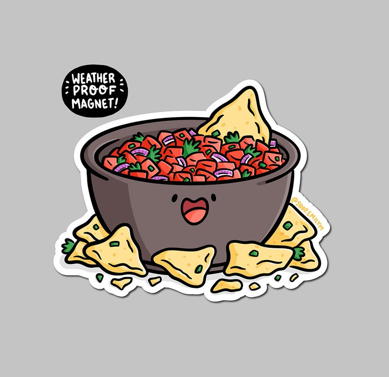 Chips and Salsa Magnet Weatherproof Vinyl Magnet Car Magnet bowl of salsa magnet tortilla chips magnet Mexican food magnet image 1