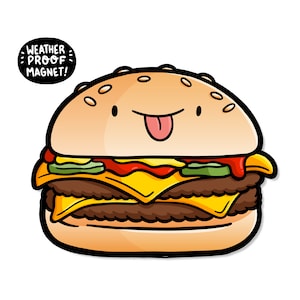 Cheeseburger Magnet | Waterproof Vinyl Car Magnet | burger magnet| junk food magnet | kawaii food magnet | cute food magnet | american food