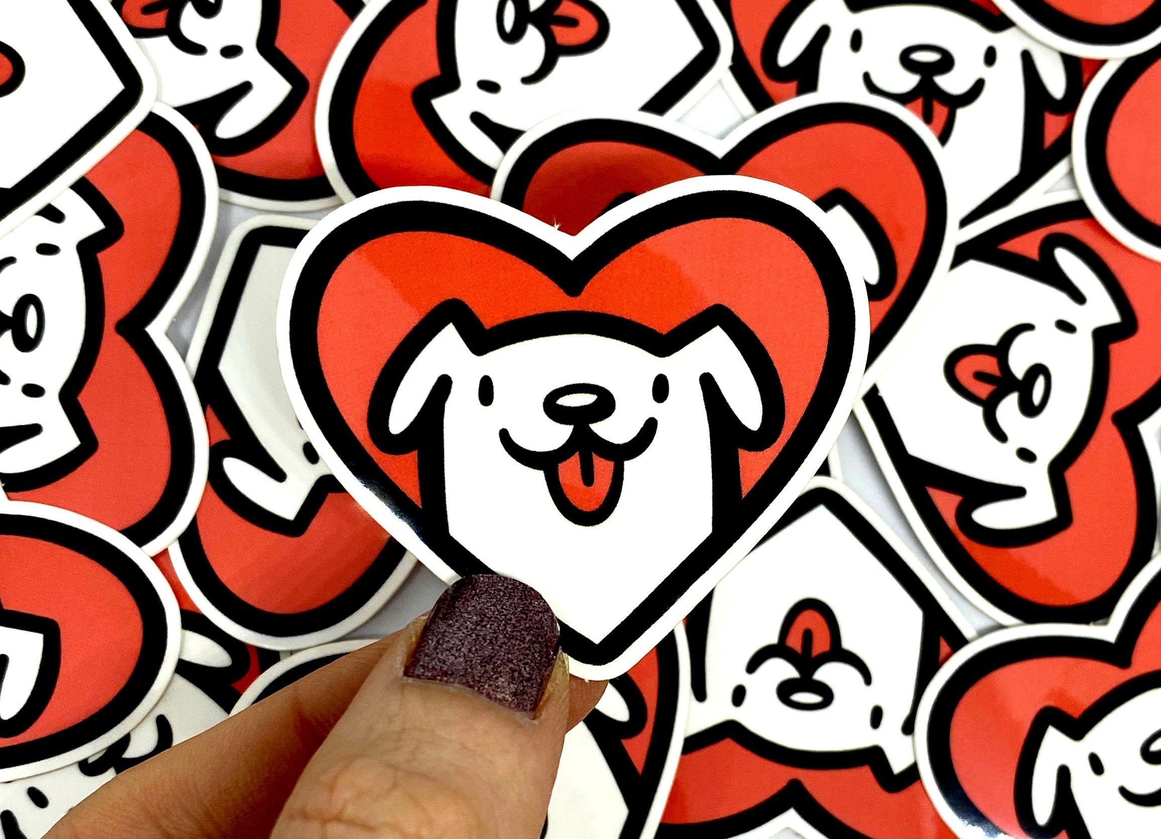 Mini Dog Heart Sticker | Vinyl Sticker | Waterproof Sticker | Kawaii ...