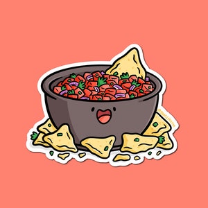 Chips en Salsa-sticker | Weerbestendige vinylsticker| Kawaii-sticker| kom salsa sticker | Mexicaanse voedselsticker | taco nachtsticker