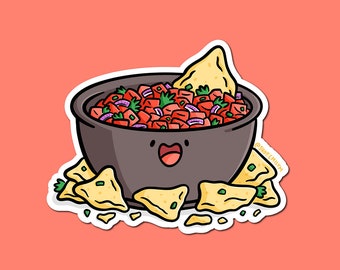 Chips and Salsa Sticker | Weatherproof Vinyl Sticker| Kawaii Sticker| bowl of salsa sticker | Mexican food sticker | taco night sticker