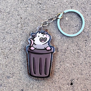Trashy Opossum Keychain | Kawaii Animal keychain| Trash can keychain | cute opossum keychain | cute animal keychain | garbage can keychain