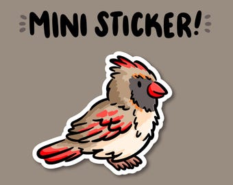 Female Cardinal Mini Sticker | Waterproof Sticker |Kawaii bird Sticker | bird watching sticker | cute bird sticker | cute cardinal sticker