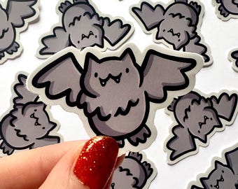 Mini autocollant chauve-souris | Halloween kawaii | sticker animal mignon | Sticker chauve-souris grise | autocollant chauve-souris vampire | Sticker chauve-souris kawaii | Adorable Halloween