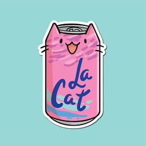 La Cat Sticker| Berry Seltzer Sticker | Waterproof Vinyl Sticker |Kawaii Drink Sticker |Seltzer Water Sticker |Cute Cat Sticker | Kawaii Cat