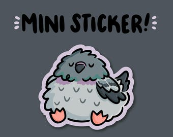 Sleepy Pigeon Mini Sticker | Waterproof Sticker |Kawaii Bird Sticker | cute pigeon sticker | mini pigeon sticker | cute nyc sticker |