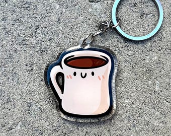 Cup of Coffee Keychain | Cute Acrylic Keychain | Coffee Drinker gift | coffee mug keychain | hot coffee keychain | cute drinks keychain