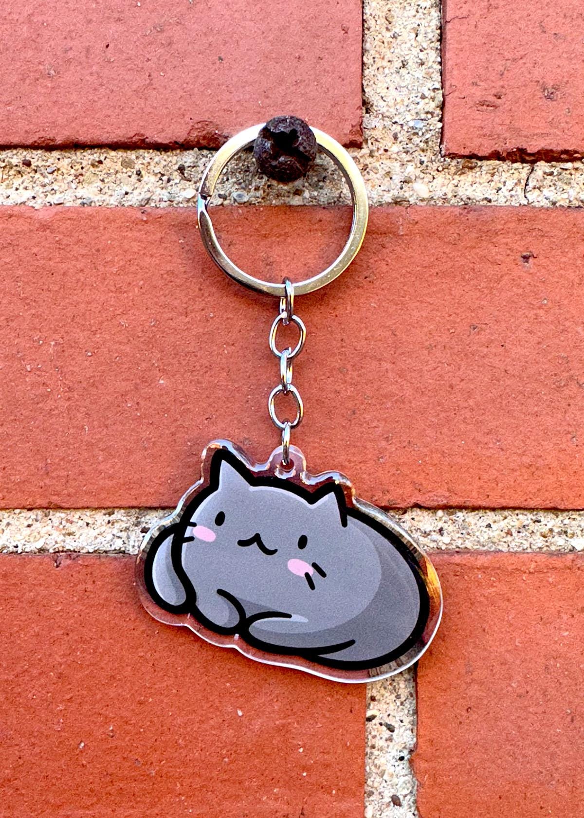 黒猫キーホルダー | かわいいアクリルキーホルダー | ペットの肖像画